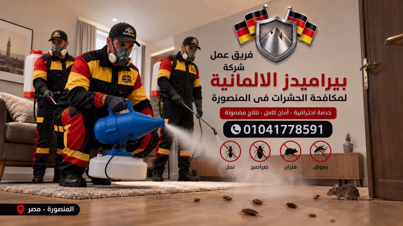 فريق مكافحة حشرات محترف في المنصورة