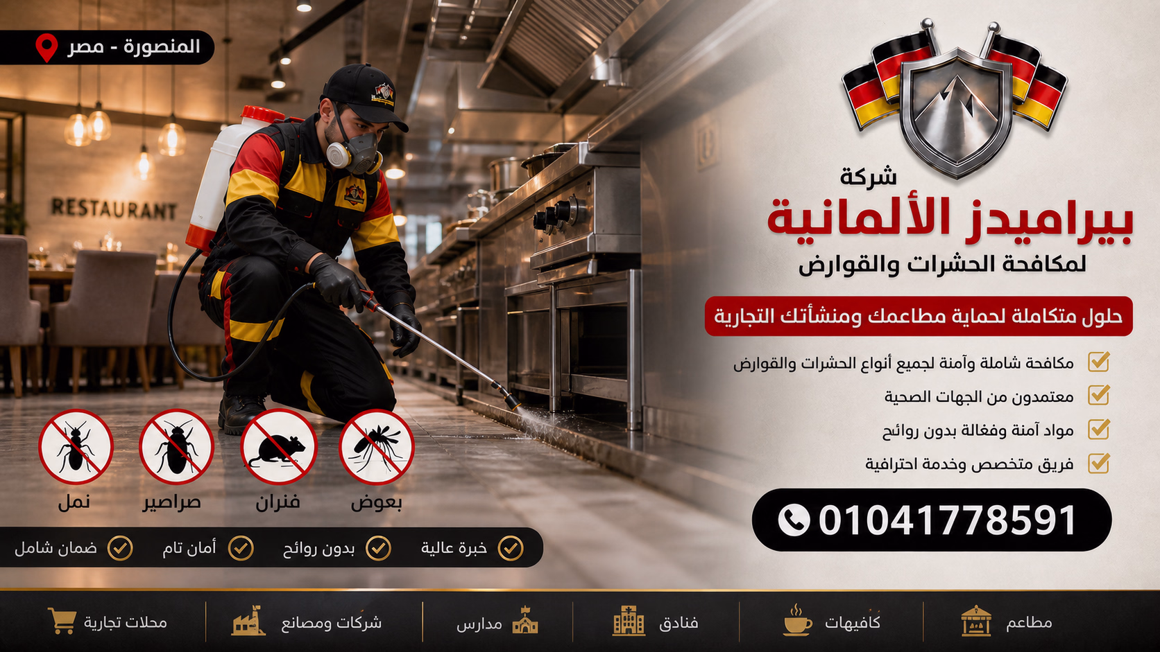 مكافحة الحشرات التجارية في المنصورة