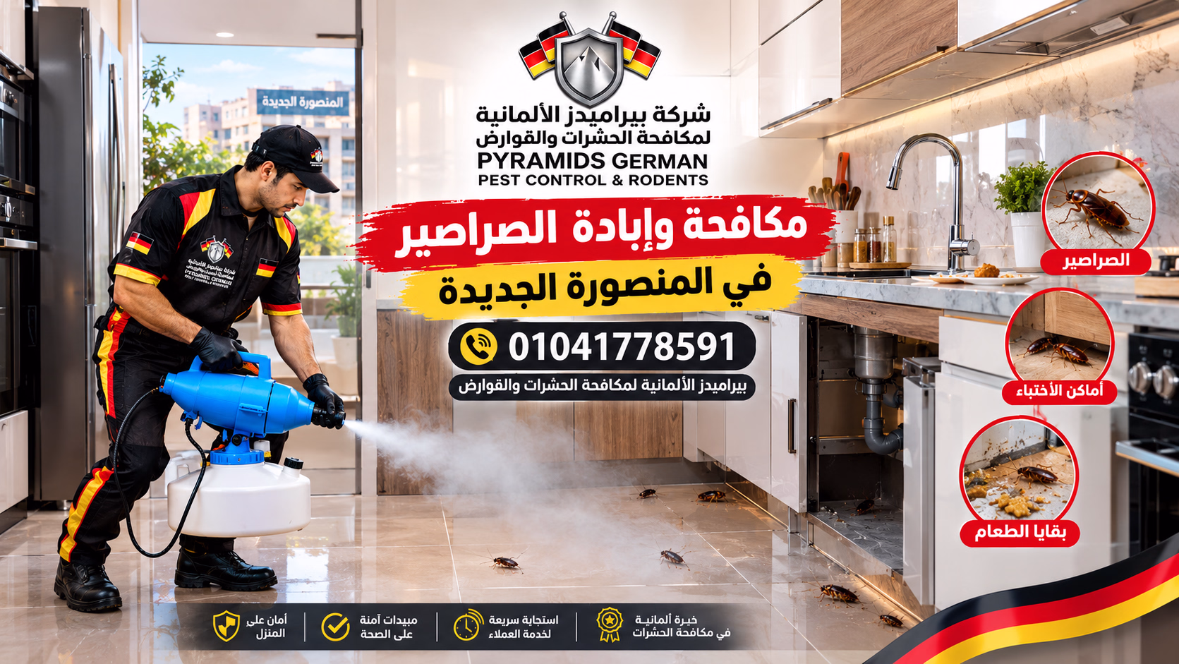 مكافحة وإبادة الصراصير في المنصورة الجديدة